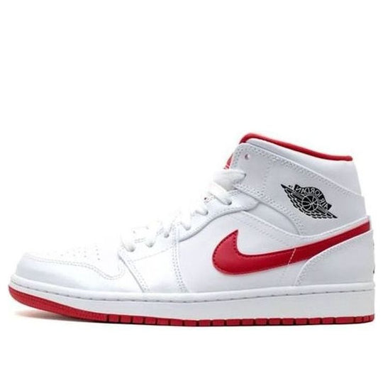 Air Jordan 1 Mid 'White Gym Red' 554724-101 Retro Basketball Shoes  -  KICKS CREW