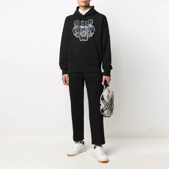 Men's KENZO SS21 Pattern hooded Pullover Long Sleeves Black FB55SW3164XG-99