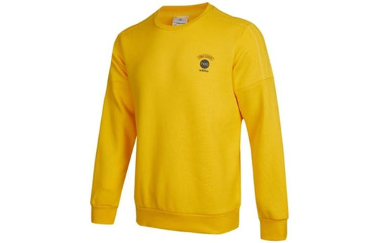 Men's adidas neo Logo Round Neck Pullover Long Sleeves Yellow HC9691