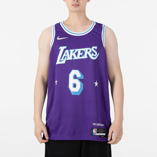 Men's Nike NBA Retro Basketball Jersey/Vest SW Fan Edition Los Angeles Lakers Lebron James No. 6 Purple DB4032-506