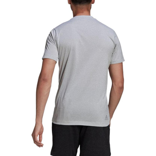 Men's adidas Solid Color Stripe Logo Printing Round Neck Short Sleeve Japanese Version Gray T-Shirt HB9193