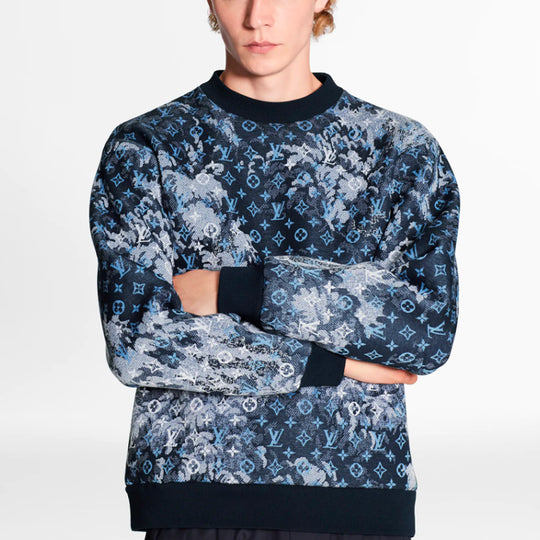 LOUIS VUITTON LV Monogram Tapestry Sweatshirt For Men Blue 1A8H2X