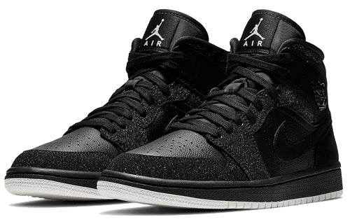 (WMNS) Air Jordan 1 Mid 'Black Glitter' BQ6472-001 Retro Basketball Shoes  -  KICKS CREW