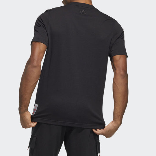 adidas CNY GFX TEE limited Pattern Printing Round Neck Sports Short Sleeve Black HI3290