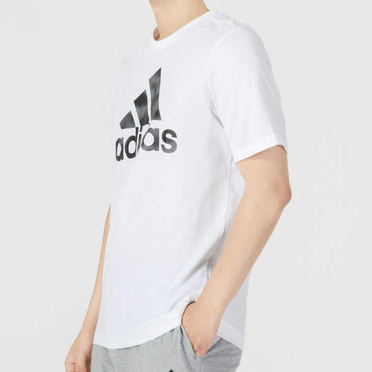 Men's adidas Camo T Athleisure Casual Sports Logo Round Neck Short Sleeve White T-Shirt HL6930