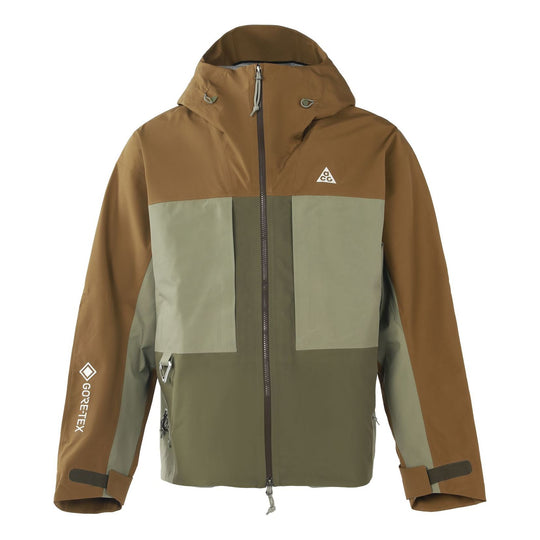 Men's Nike ACG Loose Zipper Hooded Colorblock Long Sleeves Jacket Autumn Light Brown CV0635-242
