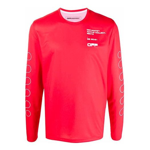 OFF-WHITE Logo Printing Solid Color Long Sleeves T-shirt Ordinary Version Red OMVB013V21FAB0022501 T-shirts - KICKSCREW
